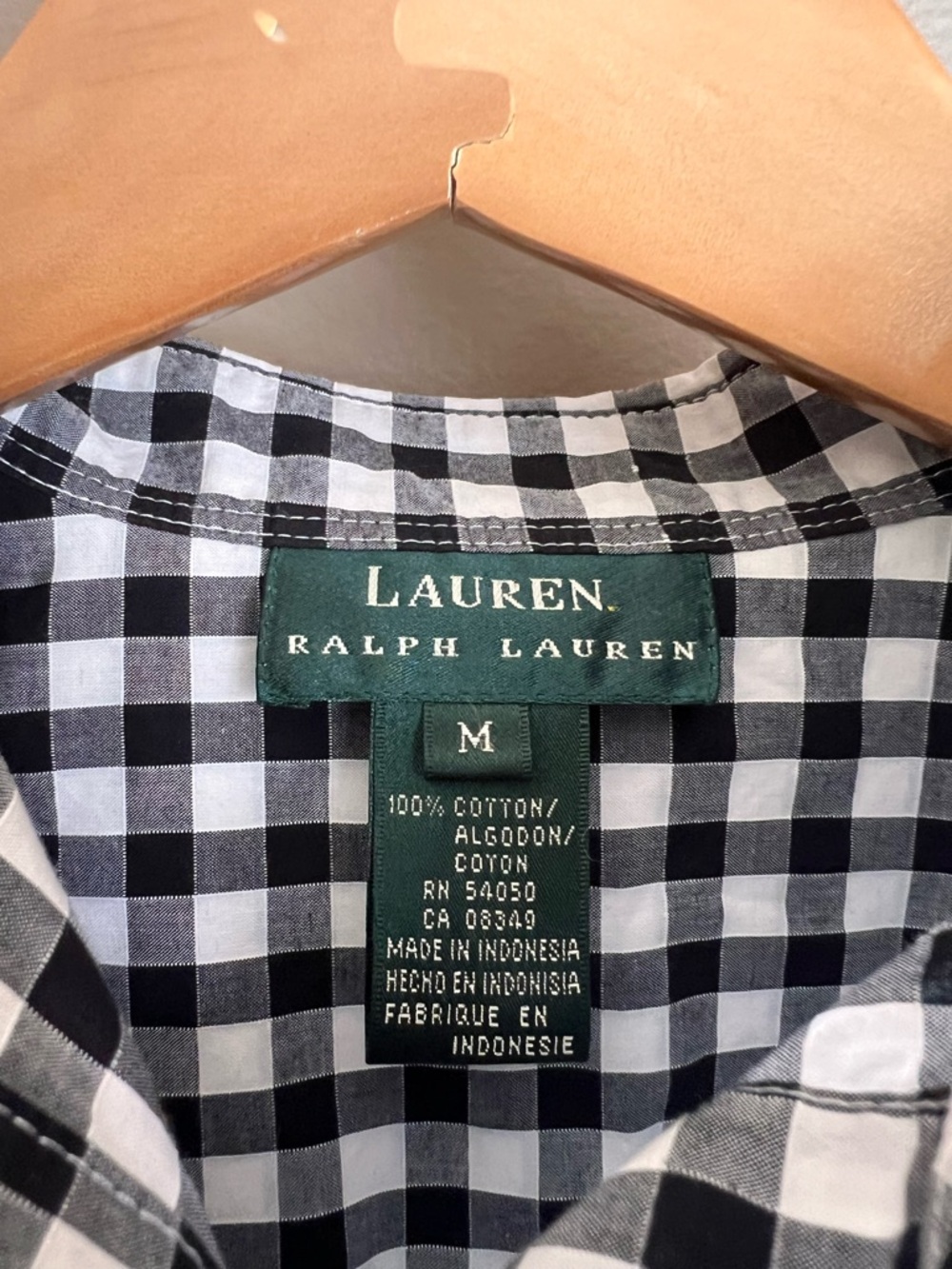 Ralph Lauren Sleeveless Gingham Tie-Front Shirt - Black & White - Picture 3 of 7